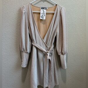 Audrey 3+1 Fairy Dust Long Sleeve Faux Wrap Dress